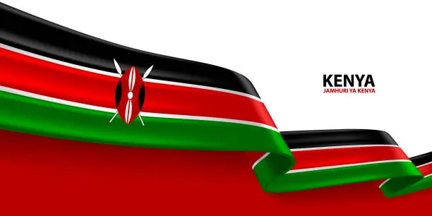 Vector illustration of Kenya 3D Ribbon Flag