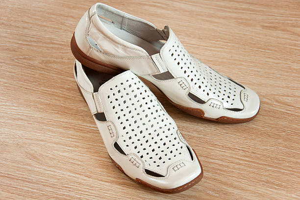 istock Beautiful and stylish white shoes for men 186332430