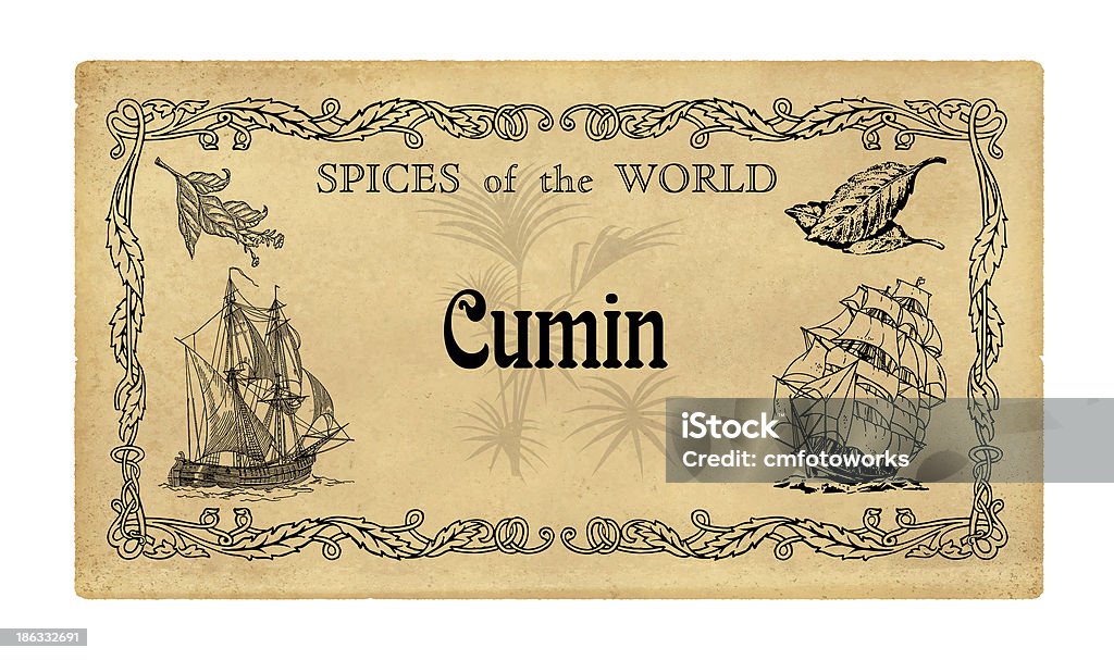 Spice label Cumin - Photo de Aliment libre de droits