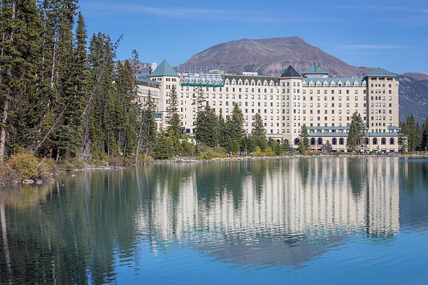 istock Chateau Lake Louise reflected in water 186332845