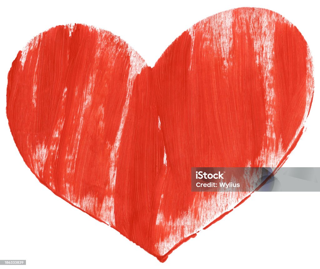 Coração vermelho pintado à mão - Foto de stock de Amor royalty-free