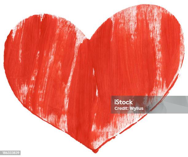 Foto de Coração Vermelho Pintado À Mão e mais fotos de stock de Amor - Amor, Arte, Arte e Artesanato - Assunto