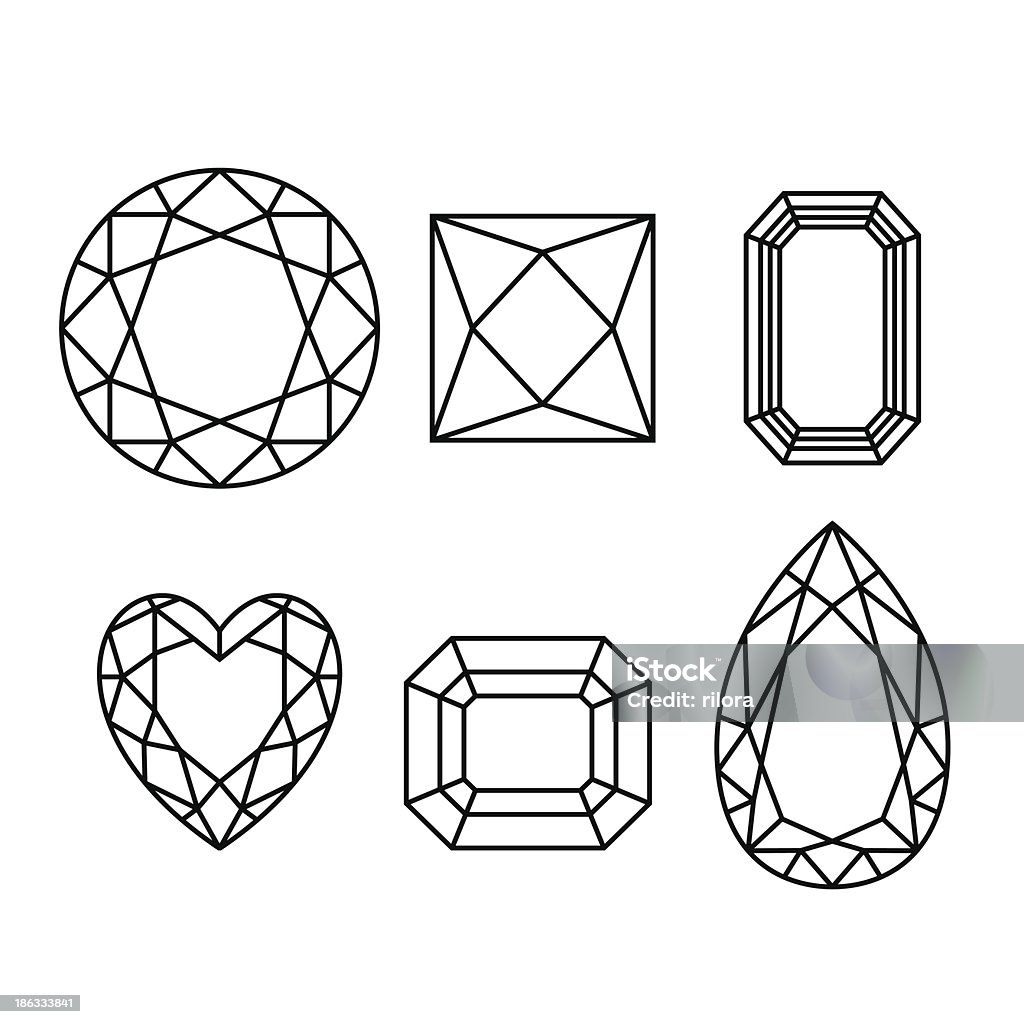 wireframe de diamantes no fundo branco - Royalty-free Artificial arte vetorial