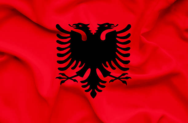 istock Albania waving flag 186334411