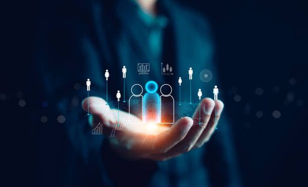 istock Customer Relationship Management, CRM, Businessman or client show global structure customer network technology, Data exchanges development, Customer service, Digital marketing online, Social media, HR 1863360017