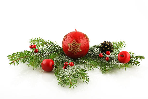 istock christmas still life with  candles and fir tree branches 186336930