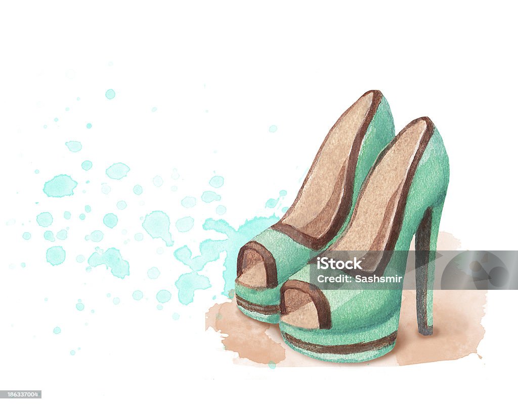 Buty Ilustracja wodne - Zbiór ilustracji royalty-free (Akwarela)