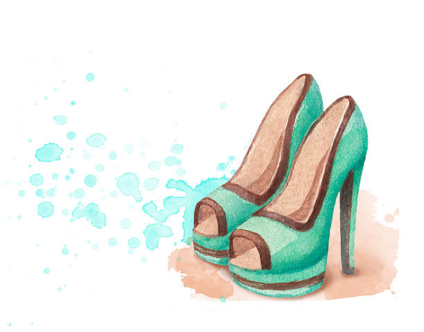 Watercolor shoes illustration vector art illustration