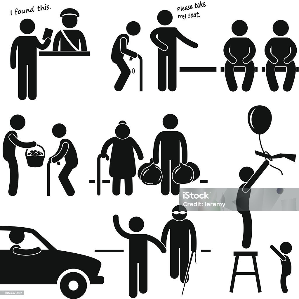 Corazones tipo buen hombre Pictograma de ayudar a las personas - arte vectorial de Tercera edad libre de derechos