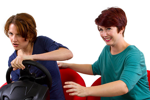 istock Annoying female passenger by being a backseat driver 186337352