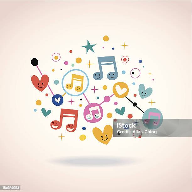 Musik Noten Herzen Und Punkten Abstract Art Illustration Stock Vektor Art und mehr Bilder von Note