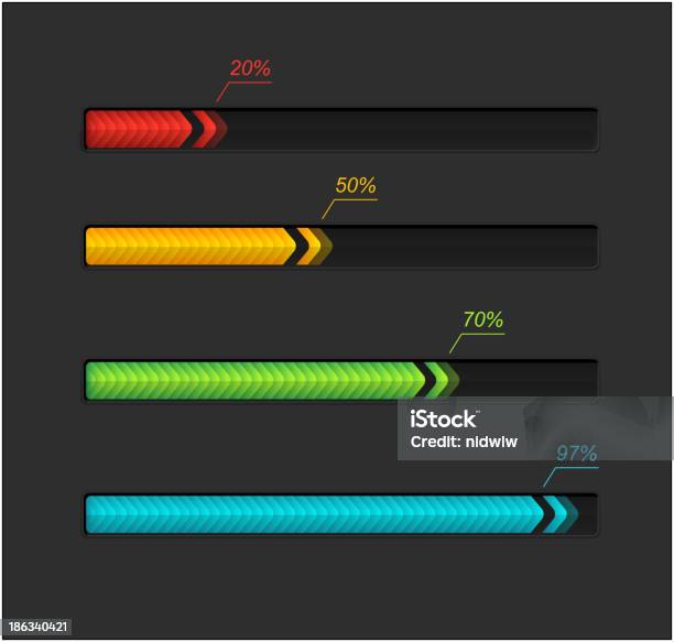 Progressive Chart Colour Code Rainbow Color Bars On Black Progress Chart With Percentages Stock ...