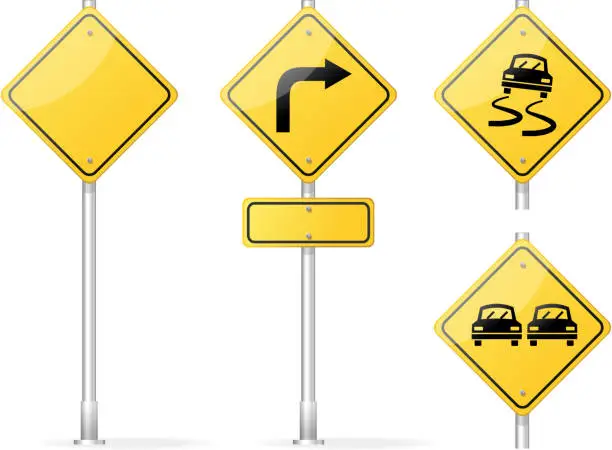 Vector illustration of Vector Blank Traffic Sign yellow