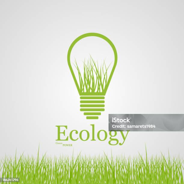 Вектор Зеленый Эко Лампа Накаливания Ecology Концепции — стоковая векторная графика и другие изображения на тему Абстрактный