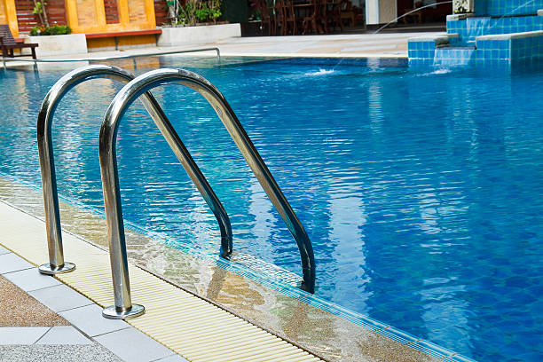 istock Grab bars ladder in  swimming pool 186341400