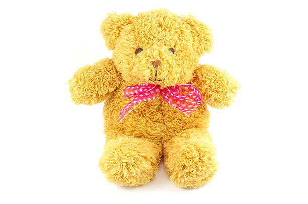 istock TEDDY BEAR with pink Ribbon on white background 186341464