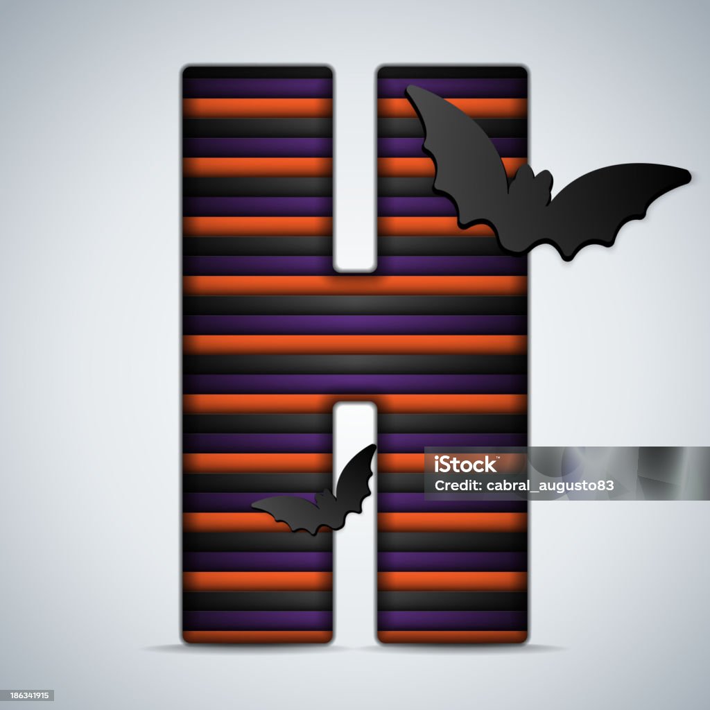 Halloween Bat alfabeto letras raya negro, naranja, violeta - arte vectorial de Carta - Documento libre de derechos