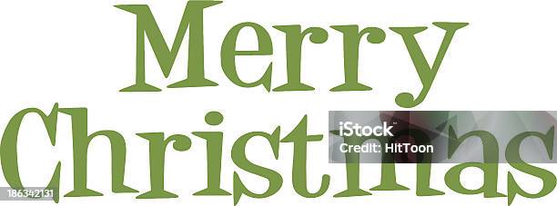 Merry Christmas Green Lettering Stock Illustration - Download Image Now - Cartoon, Celebration, Celebration Event