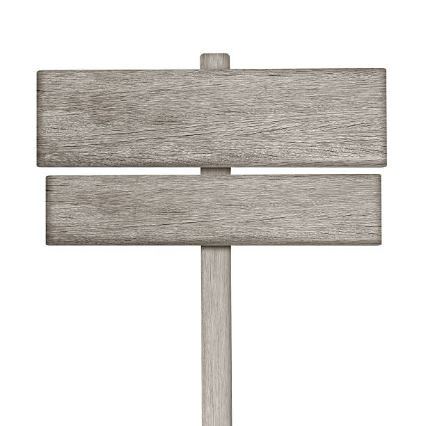 Wooden sign isolated on white.