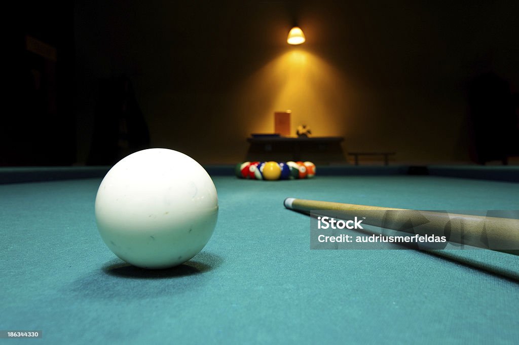 Pool equipment Pool equipment on the table Bar - Drink Establishment Stock Photo