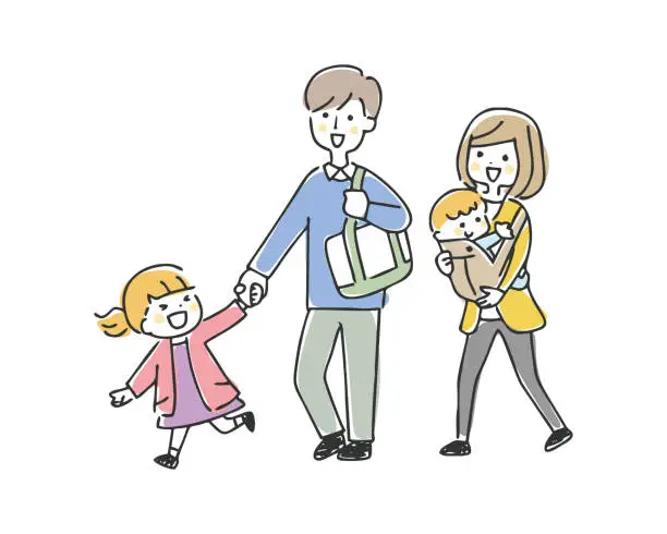 Vector illustration of Illustration of a family outing.