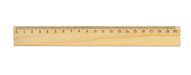 Photo of A 20cm wooden ruler on a white background