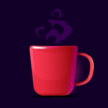 Coffee cup in cartoon style. Vector illustration of a red cup. Drink vector illustration design