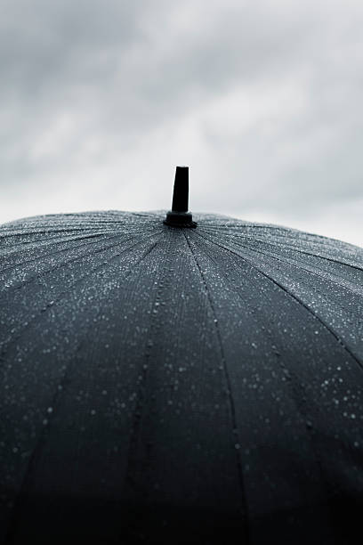 istock An image of rain hitting a black umbrella 186348915