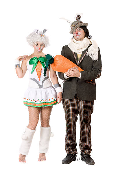 istock Funny couple dressed as rabbits 186349646