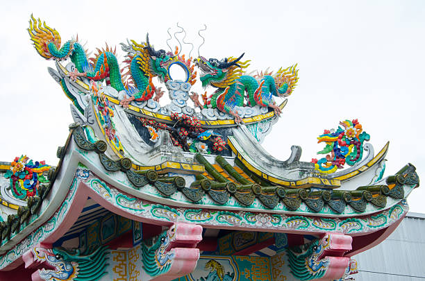 istock Statue of dragon on roof  Shrine 186350257