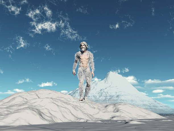 istock Yeti walking on snow with snow capped mountain in background 186350458