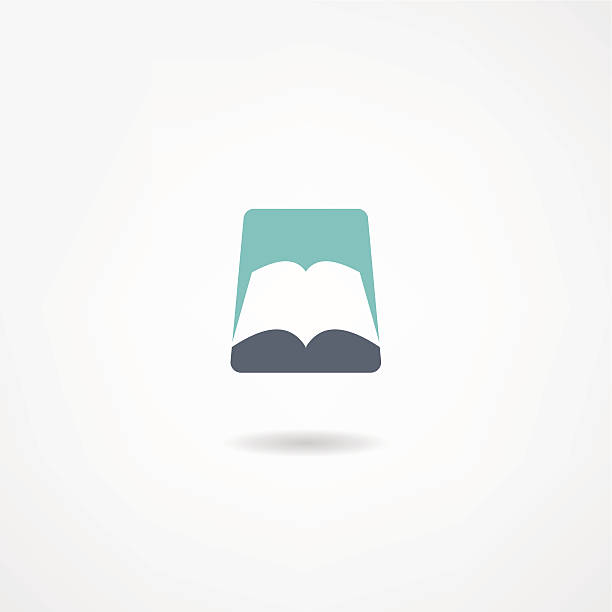 Floating teal book illustration icon on a white background vector art illustration