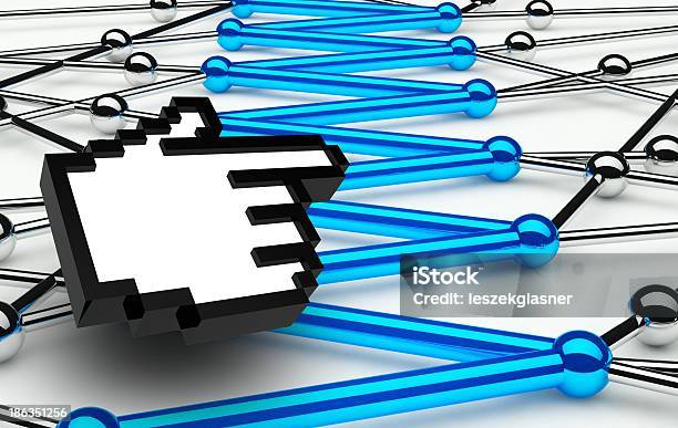 Abstrakte Konzeption Von Netzwerk Mit Handsymbol Stockfoto und mehr Bilder von Computer - Computer, Genealogie, Berufliche Partnerschaft