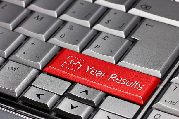 Computer key - Year Results stock photo