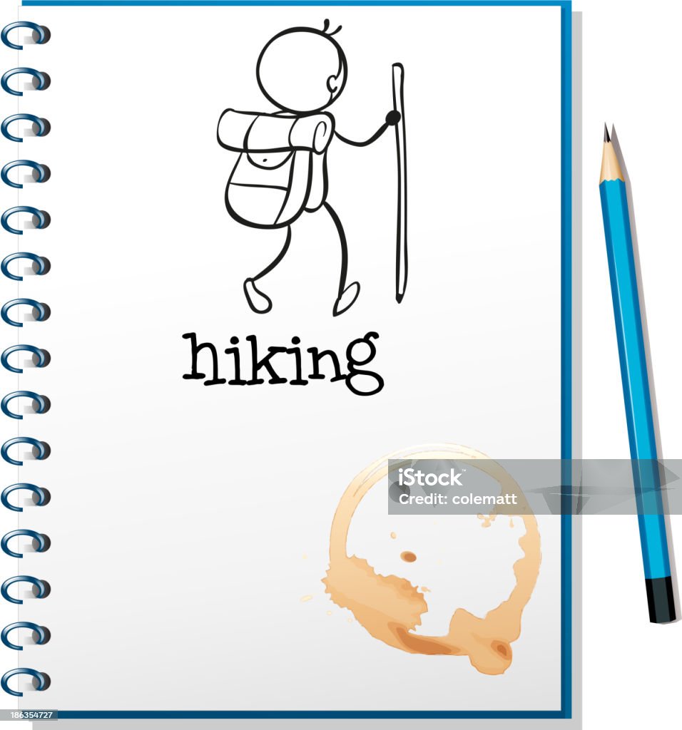 notebook mit einer Skizze einer person Wandern - Lizenzfrei Aktivitäten und Sport Vektorgrafik