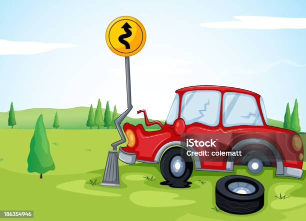 Ilustración de Cuñas De La Señal y más Vectores Libres de Derechos de Accidente de automóvil - Accidente de automóvil, Accidente de tráfico, Aire libre