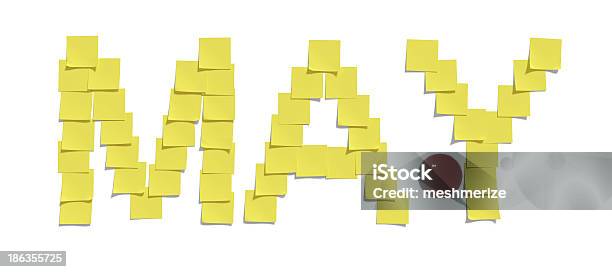 Yellow Memo Notes Illustrating May And Including Clipping Path Stock Photo - Download Image Now