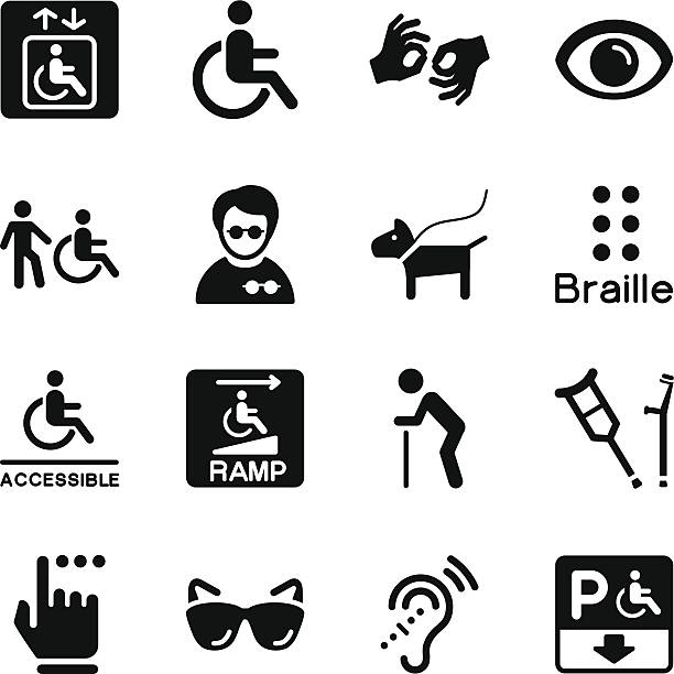 bildbanksillustrationer, clip art samt tecknat material och ikoner med disability icons - tillgänglighet blind braille