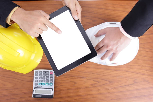 istock Engineer discuss and present his job for prepare 186357191