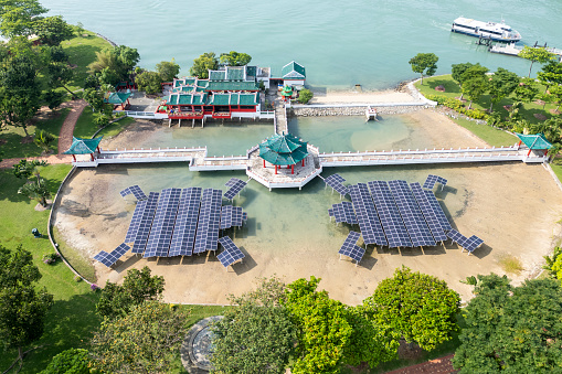 Solar panels installed in the shape of 2 tortoises will power Singapore's Kusu Island.