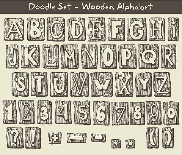 hand drawn alphabet-vektor-illustration - letter y alphabet wood typescript stock-grafiken, -clipart, -cartoons und -symbole