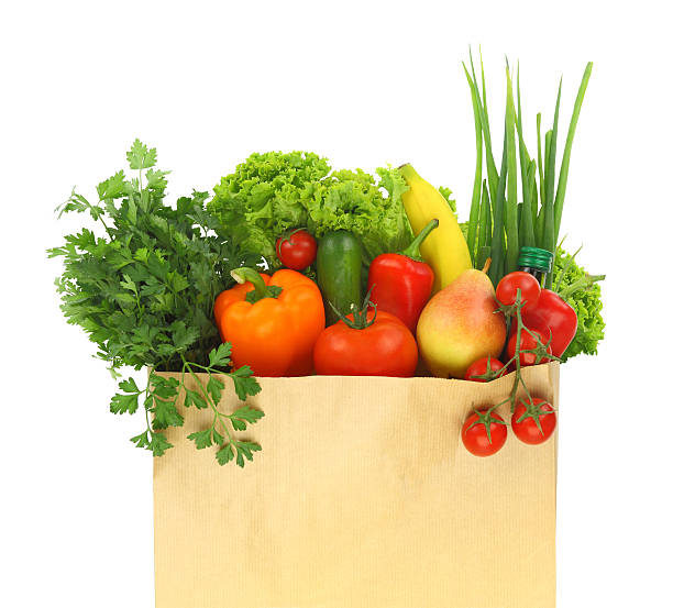 istock Fresh healthy groceries in a paper bag 186358714