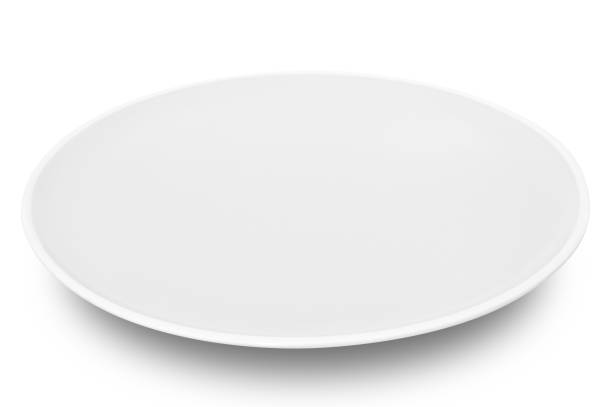 istock White circle ceramics plate isolated on white background. 1863612003
