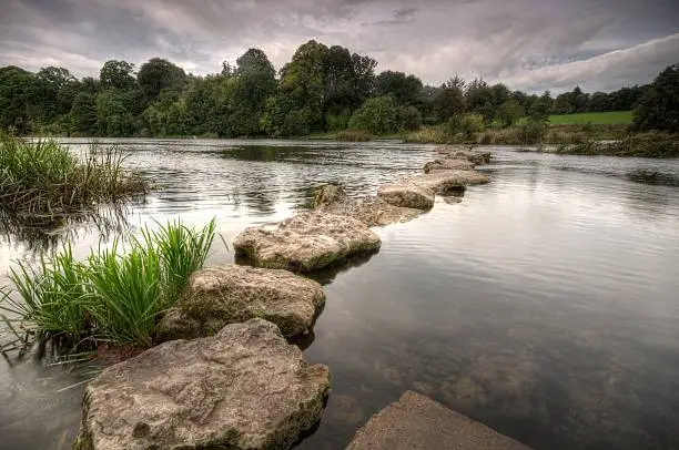 Stepping stones to the salmon fishing beats at Castleconnell, co. Limerick
