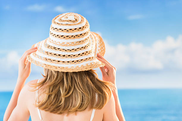 istock Woman Wearing Sunhat At Beach 186362864