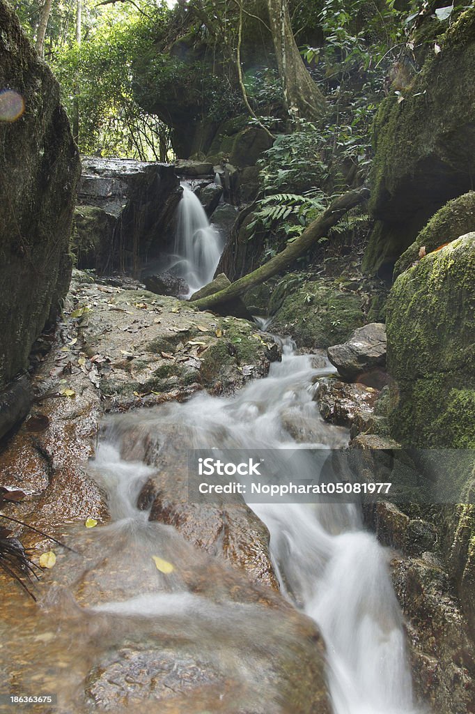 Rocas y la cascada pequeña en la selva, Tailandia - Foto de stock de Aire libre libre de derechos