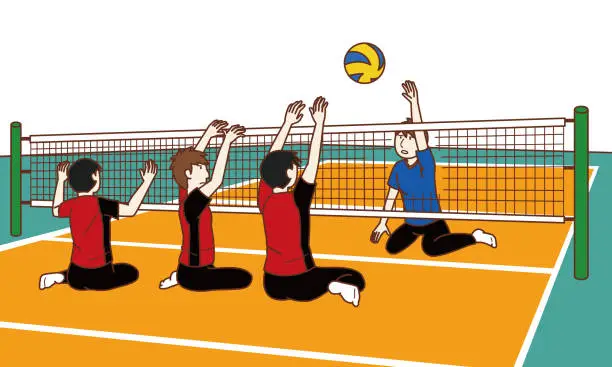 Vector illustration of Sitting volleyball