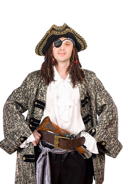 istock Portrait of man dressed as pirate 186365640