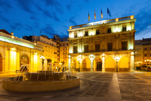 City Hall de Castellón de la Plana en la noche photo
