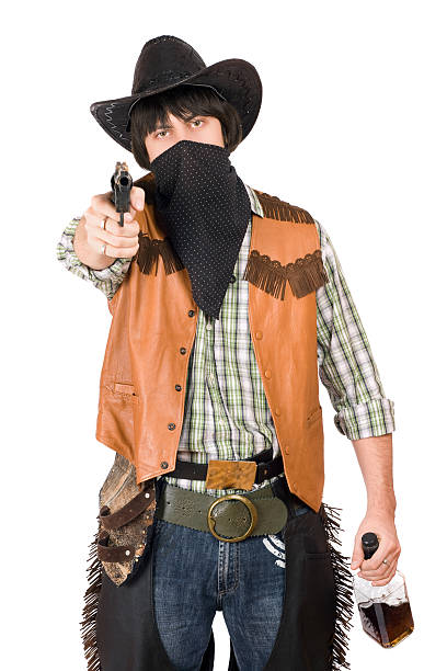 istock Portrait of cowboy with a gun 186367021